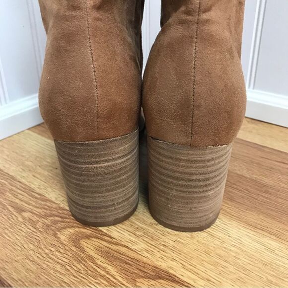 REPORT Tariq Vegan Suede Leather Slouch Boot High Block Heel Brown Size 8 - Picture 6 of 13